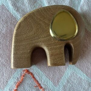 Crate&Barrel Brown Elephant with Gold Detail